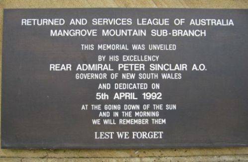 Mangrove Mountain Returned Services League War Memorial : 22-February-2012