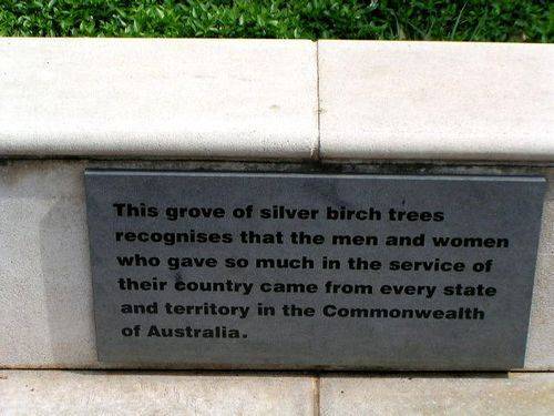 Memorial Birch Grove Inscription
