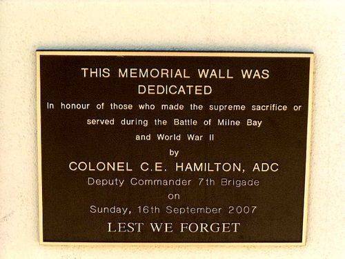 Milne Bay Memorial Wall Dedication
