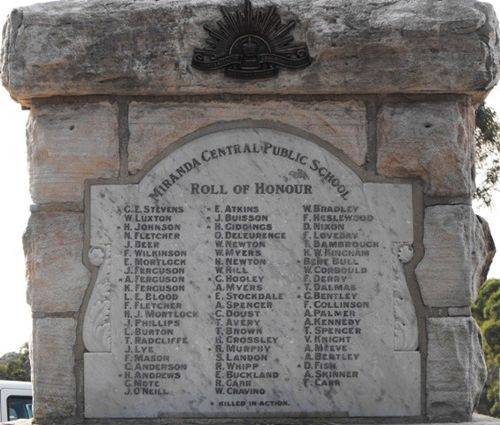 Miranda War Memorial Roll of Honour
