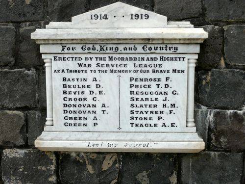 Moorabbin and Highett War Service League Honour Roll : 19-September-2012