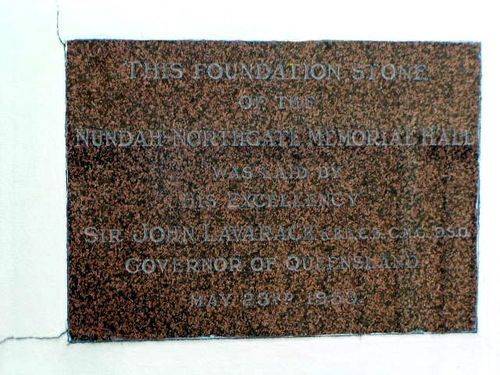 Nundah Northgate Memorial Hall Foundation Stone