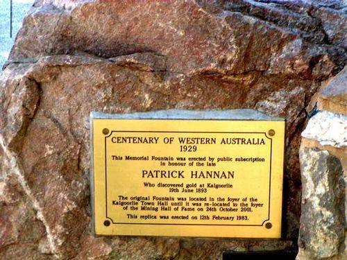 Paddy Hannan Memorial Fountain Inscription