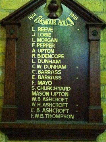 Peel Street Church World War One Honour Roll : 18-July-2012