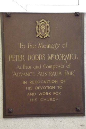 Peter Dodds McCormick Plaque : April 2014