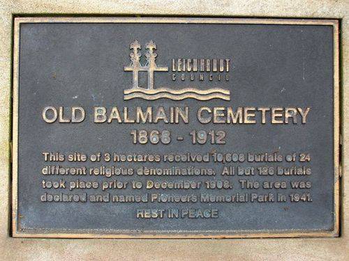 Balmain Cemetery Plaque Inscription : 22-June-2014