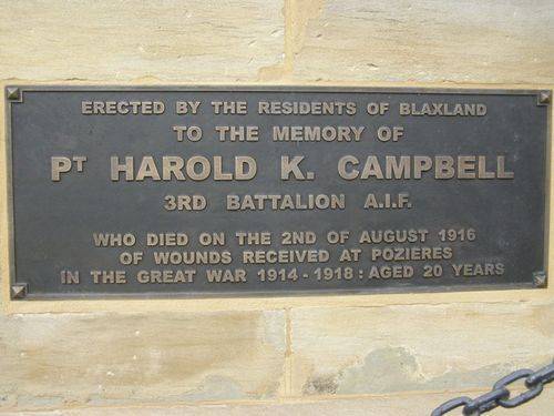 Private Harold Campbell Inscription Plaque : 23-03-2014