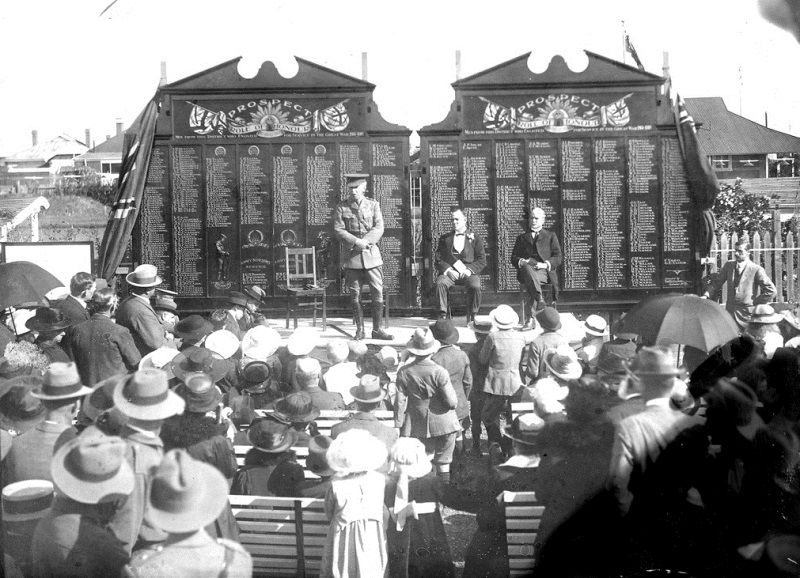 1919 : Sir Henry Galway, Governor of South Australia addressing spectators during the cere