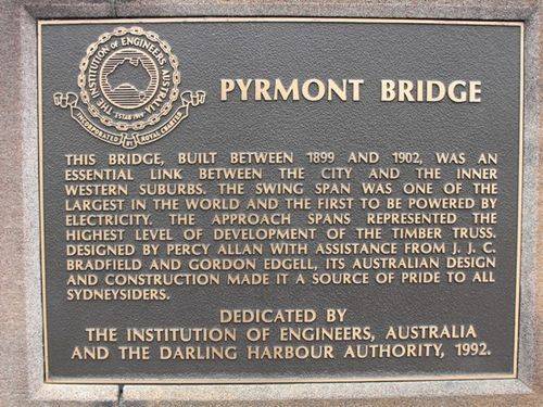 Pyrmont Bridge Plaque