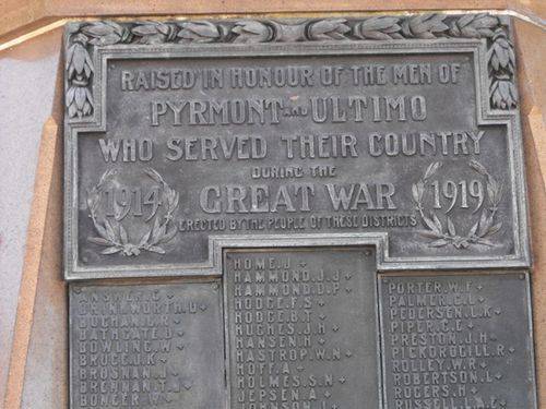 Pyrmont War Memorial Inscription/April 2013