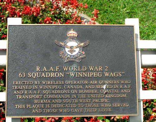 R.A.A.F WW2 Winnipeg Wags Plaque / March 2013