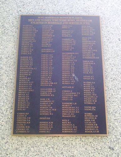 Rosedale War Memorial : 12-December-2011