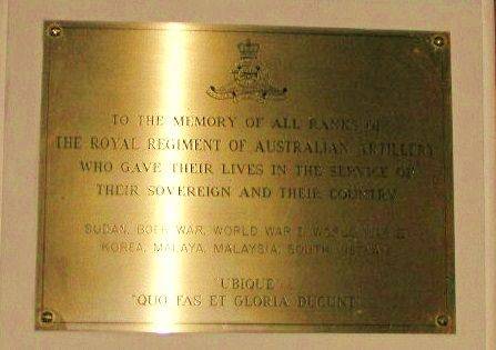 Royal Regiment of Australian Artillery Plaque