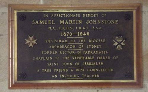 Samuel Johnstone Plaque : March 2014