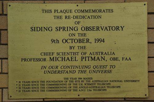 Siding Springs Plaque : July 2014