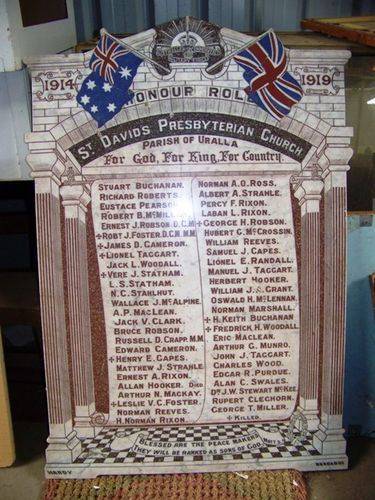 St David`s Church Marble Honour Roll