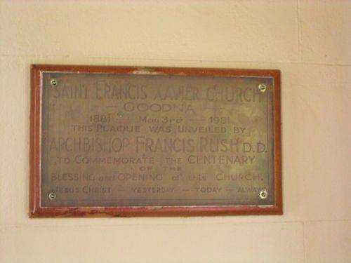 St Francis Xavier Centenary Plaque