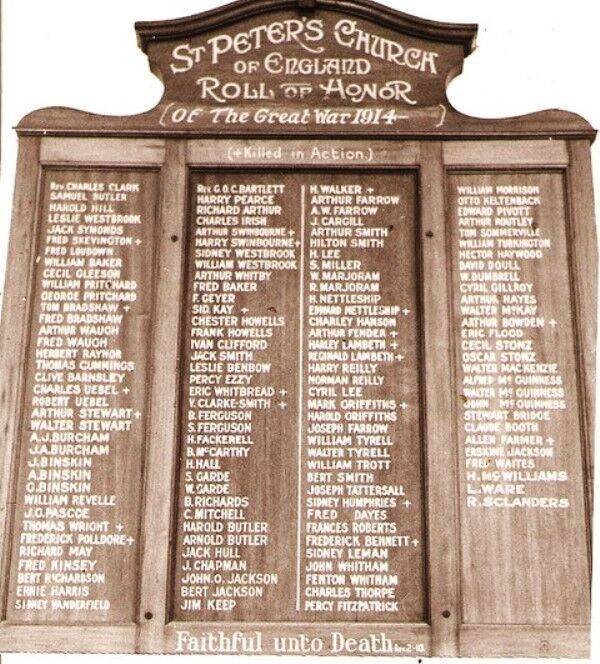 St Peter+96s Church of England Roll of Honour 