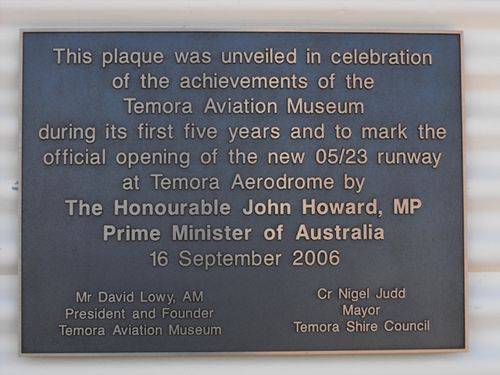 Temora Aviation Museum Runway Plaque