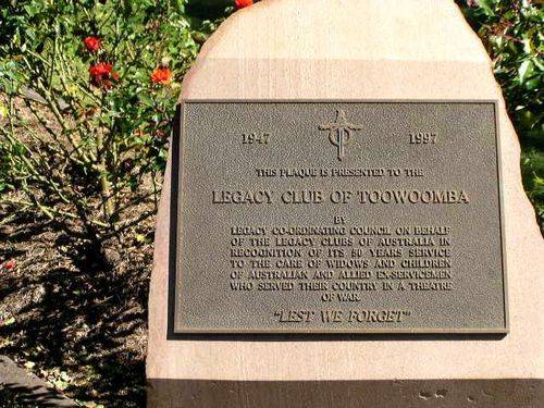 Toowoomba Legacy Memorial Plaque
