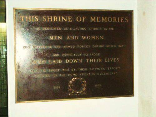 WW2 Shrine of Memories Dedication Plaque