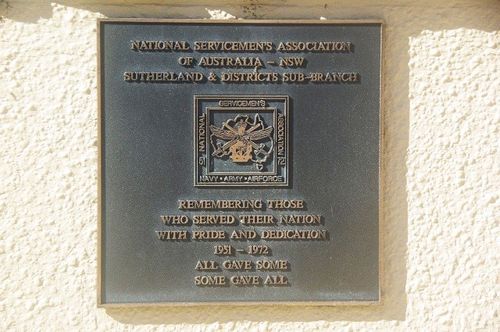 National Service Plaque at Woronora War Memorial