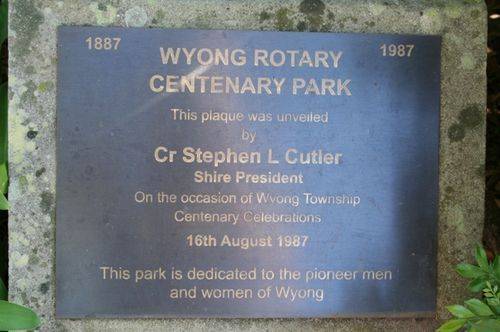 Wyong Pioneers Plaque : 12-03-2014
