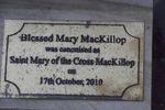 Blessed Mary macKillop Plaque 2 : Feb 2014