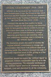 ANZAC Centenary Plaque : 16-March-2015