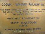 Cooma-Monaro Railway Plaque : 13=October-2012