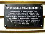 Maidenwell Memorial Hall Plaque : 30-07-2009