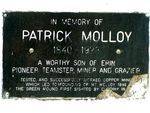 Patrick Molloy Inscription Plaque