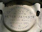 Peter Jackson Memorial Inscription
