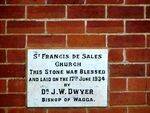 St Frances de Sales Pioneer Memorial Church Inscription